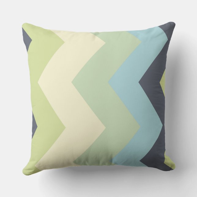 Blue and Green Chevron Pattern Cushion (Back)