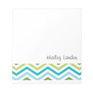 Blue and Green Chevron     Personalised Notepads