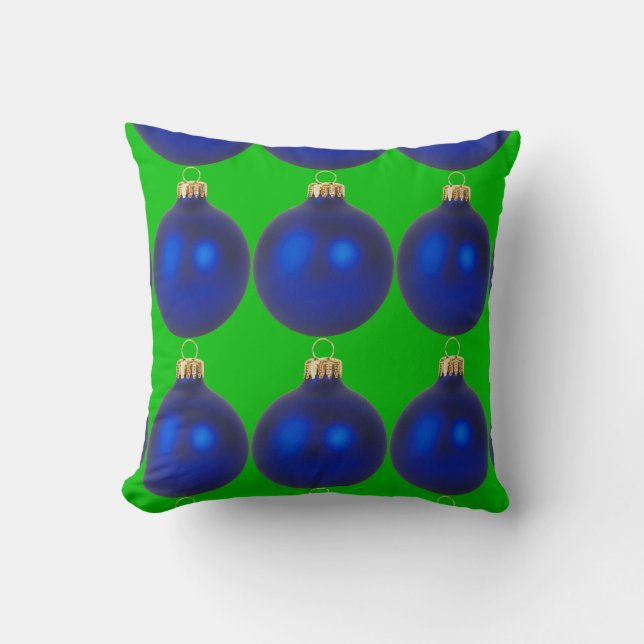 Blue and Green Christmas Holiday Home Decoration Cushion (Front)