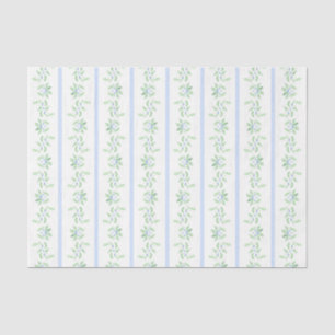 Blue and Green Christmas Holly Stripe Tissue Paper