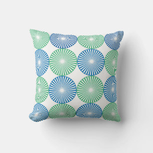Blue and green circles pattern cushion