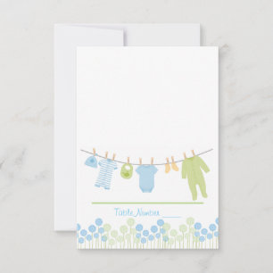 Blue and Green Clothesline Baby Shower Escort Card