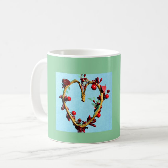 Blue and Green Colourful Mother's Day Heart Coffee Mug (Front Left)