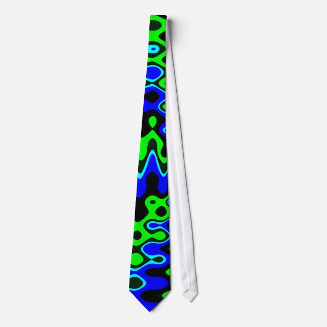 Blue and Green Colourful Psychedelic Neck Tie (Front)