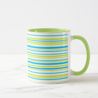 Blue and green colours simple Stripes Pattern Mug