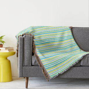 Blue and green colours simple Stripes Pattern Throw Blanket