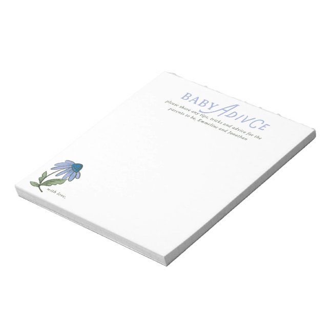 Blue and Green Country Floral Baby Shower Advice Notepad (Rotated)