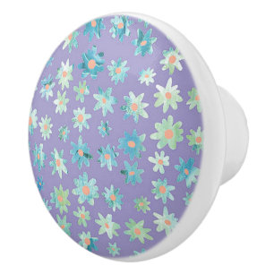 Blue and Green Daisy Ceramic Knob/Pull Ceramic Knob