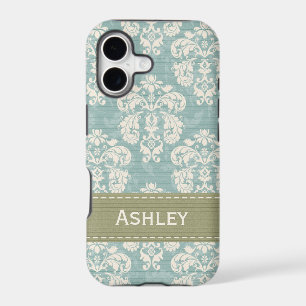 Blue and Green Damask