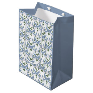 blue and green damask ornament pointillism medium gift bag