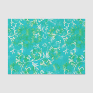 Blue and Green Damask Tissue Paper