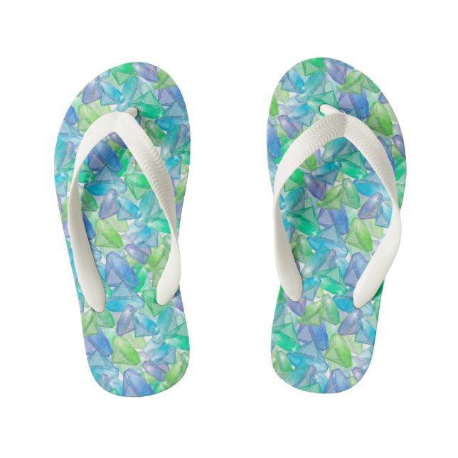 Blue and green diamonds . kid's thongs (Footbed)