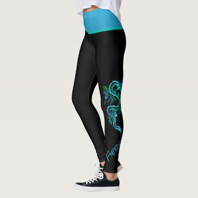 Blue and Green Dragon Leggings (Left)