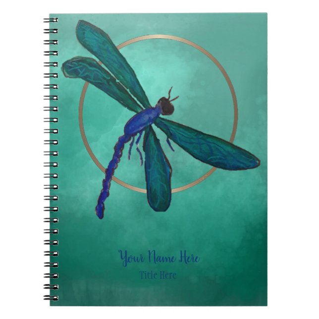 Blue and Green Dragonfly Spiral Notebook (Front)
