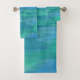 Blue and Green Earth Tones Bath Towel Set