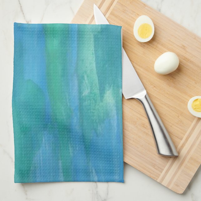 Blue and Green Earth Tones  Tea Towel (Quarter Fold)