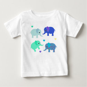 Blue and Green Elephants Baby T-Shirt