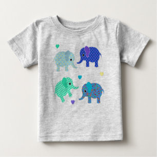 Blue and Green Elephants Baby T-Shirt