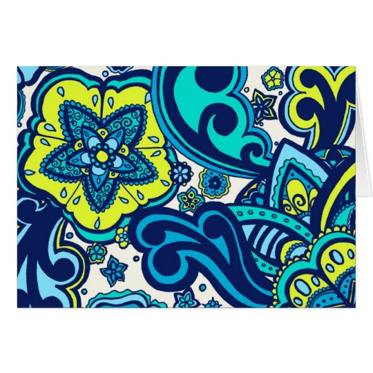 Blue and Green Floral Card