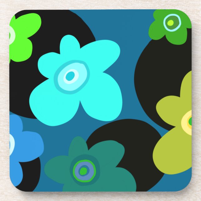 Blue and green floral coaster (Front)
