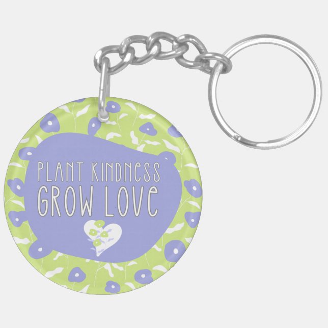 Blue and Green Floral Kindness Keychain (Back Right)
