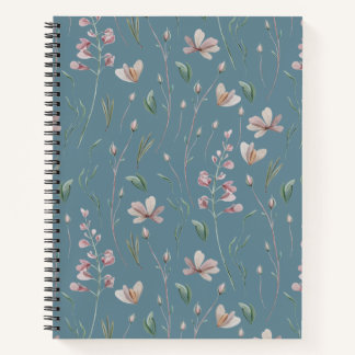 Blue and Green Floral  Notebook