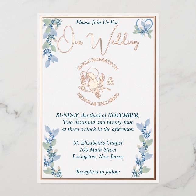 Blue and Green Floral Pink Wedding (Front)