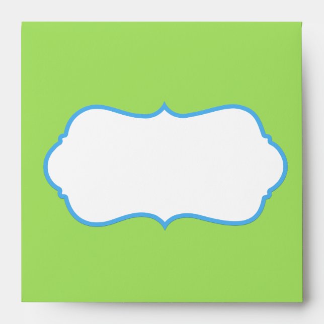 Blue and Green Floral Square Linen Envelope (Front)