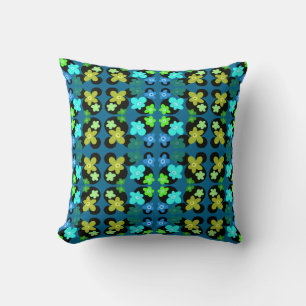 blue and green flowers cushion