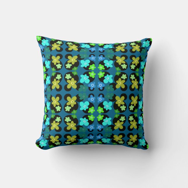 blue and green flowers cushion (Front)