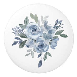 Blue and Green Flowers Furniture  Ceramic Knob