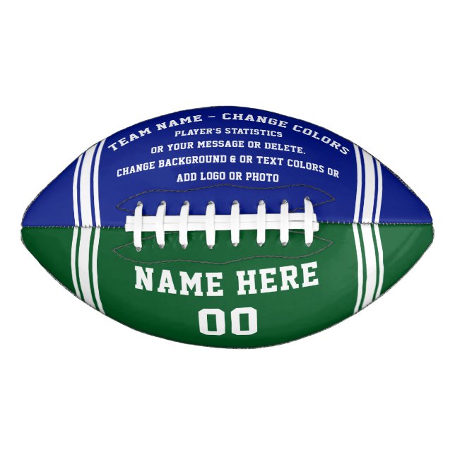 Blue and Green Football, Personalised Football (Front)