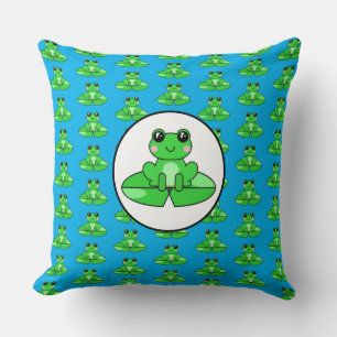 Blue and Green Frog Themed  Cushion