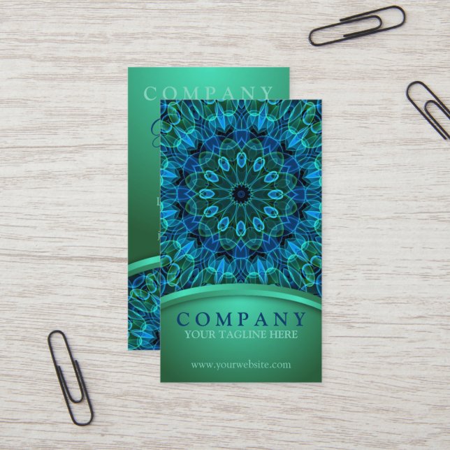 Blue and Green Gems Business Card (Front/Back In Situ)