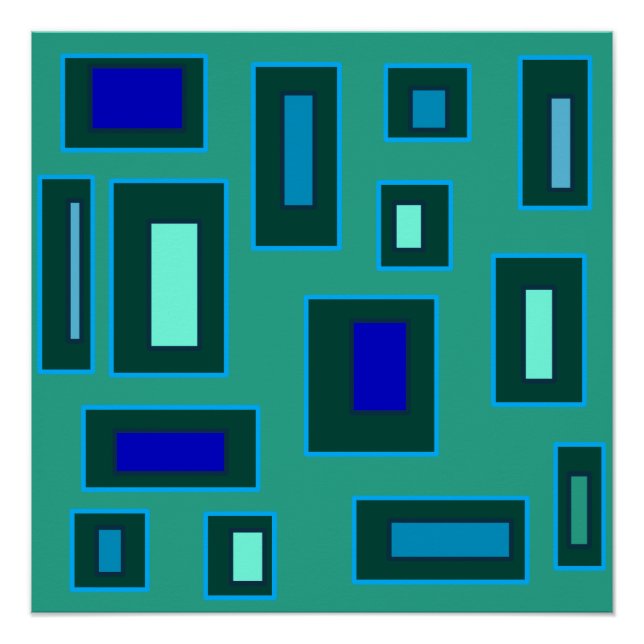 Blue and green geometric design  poster (Front)