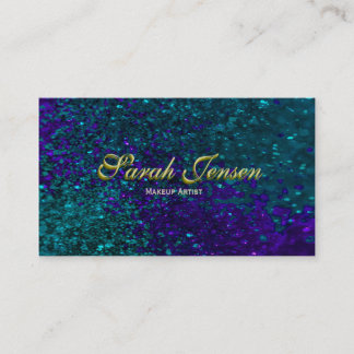 Blue and Green Glitter Business Card