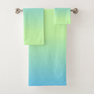 Blue and Green Gradient Bath Towel Set