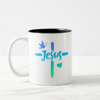 Blue And Green Gradient  Jesus Cross Christian 
