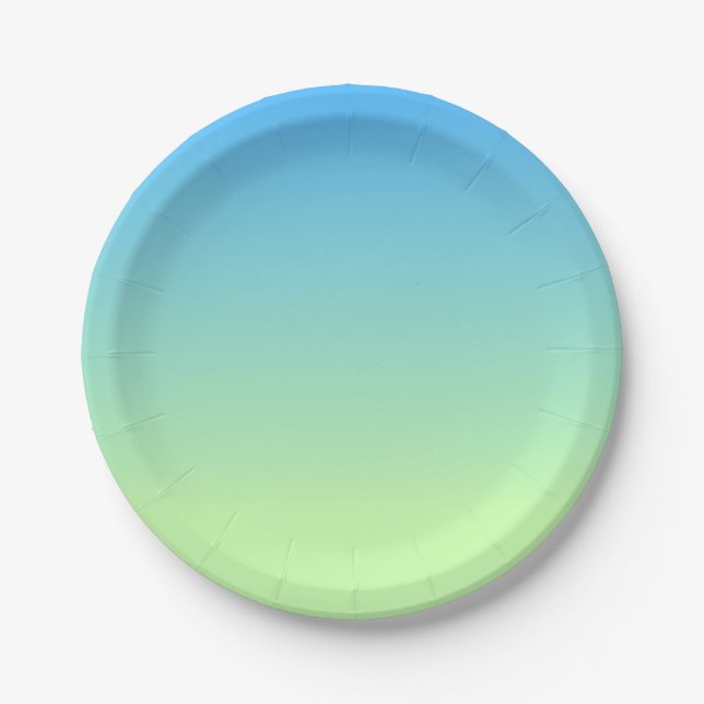 Blue and Green Gradient Paper Plate (Front)