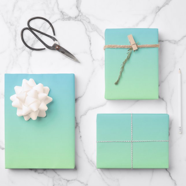 Blue and Green Gradient Wrapping Paper Sheet (Front)