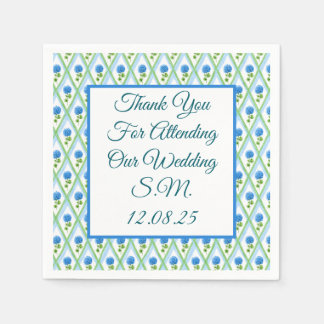 Blue and Green Grandmillenial Hydrangea Ditsy Napkin