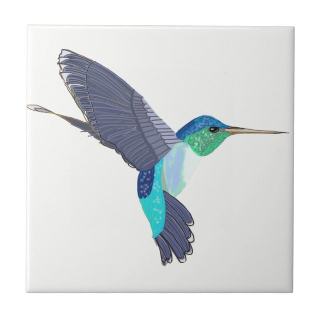 Blue and Green Humming Bird Ceramic Tile (Front)