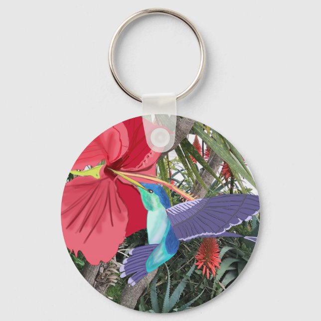 Blue and Green Hummingbird Key Ring (Front)