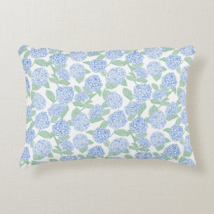 Blue and Green Hydrangea Floral Decorative Cushion