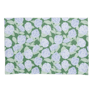 Blue and Green Hydrangea Floral Pillowcase