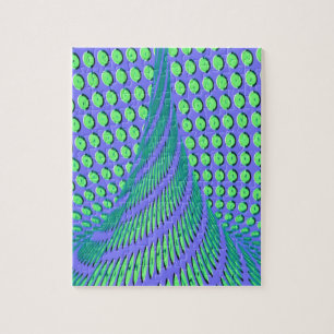 Blue and Green Illusion Going Up Funnel Jigsaw Puzzle