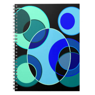 Blue and green intersecting circles design notebook