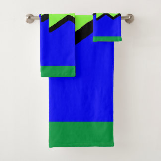 Blue And Green Jagged Geo Bath Towel Set