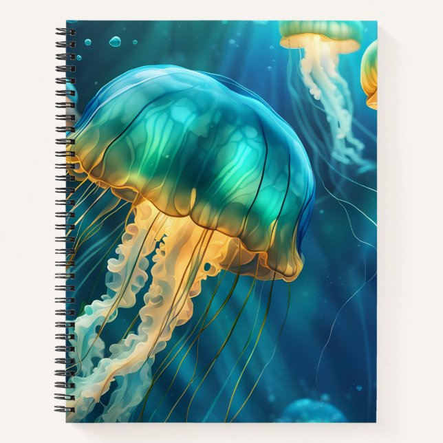 Blue and Green Jellyfish Notebook (Front)