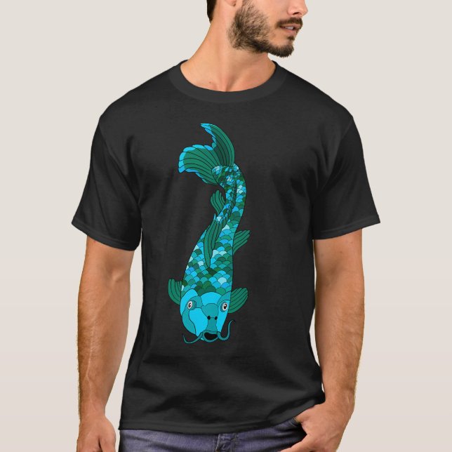Blue and Green Koi Fish T-Shirt (Front)